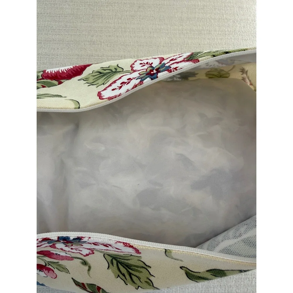 Throw Pillow Floral Garden Down Insert Double Sided Zipper Closure Cottage
